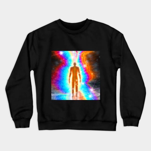 Aura figure engulfed in light Crewneck Sweatshirt by The Universal Saint